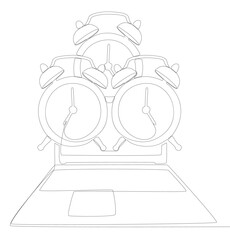 Poster - One continuous line of Laptop with Alarm Clock. Thin Line Illustration vector concept. Contour Drawing Creative ideas.