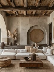 Wall Mural - Modern Rustic Living Room Interior with Earth Tones