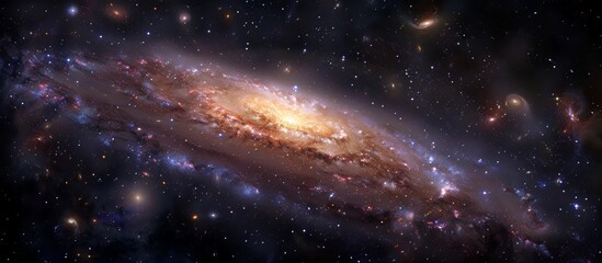 Wall Mural - Spectacular view of a massive spiral galaxy displaying a plethora of twinkling stars and cosmic allure