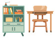 illustration set of school table and chairs