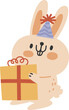 Cute rabbit with gift illustration vector