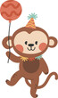 Cute monkey with balloon illustration vector