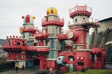 Wall Mural - Giant's Playground: Oversized toys and structures around the castle.