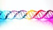High resolution image of a DNA double helix structure in vibrant colors isolated on a white background with ample copy space