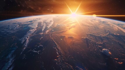 Wall Mural - sunrise seen above earth from space