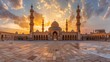 Majestic Ancient Mosque at Sunset on World Heritage Day with Panoramic View and Copy Space