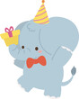 Cute elephant with gift illustration vector