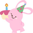 Cute rabbit with cake illustration vector