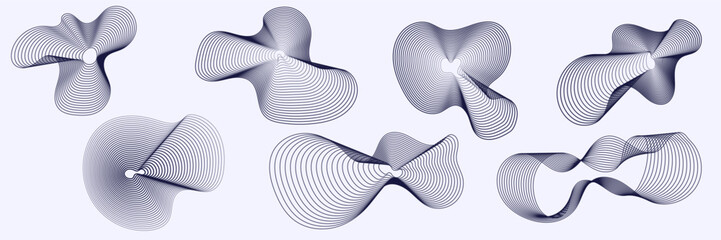 memphis waves shape, abstract , set collection. Vector illustration