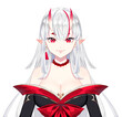 Anime japanese vtuber oni model. vtuber illustration with separate parts. girl in a red dress with a fan