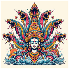  Durga devi colorful vector illustration