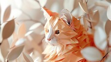 A Cute Cat,layered Paper Style, Paper Folding Art, A Gorgeously Rendered Papercraft World, Graphic Design,