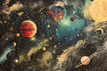 Wall Mural - a cosmic picture with planets and stars