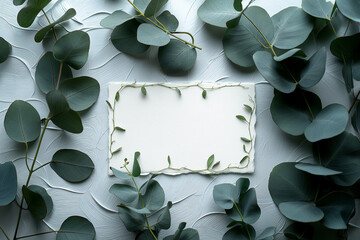 A white piece of paper with a green border and a green leaf on it