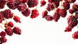 Ripe Mulberries on a white isolated background, closeup