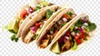 Delicious grilled chicken tacos isolated on transparent background, Ai generated 