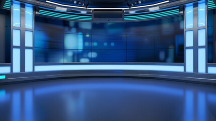 Wall Mural - A stunning 3D virtual studio with the perfect background for TV shows and news slides