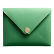 green envelope with a metallic button closure, isolated on white transparent background, png