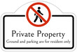 Resident only sign private property. Ground and parking are for resident only