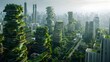 Futuristic Eco Friendly Cityscape with Insect Protein Based Towers and Renewable Energy Sources