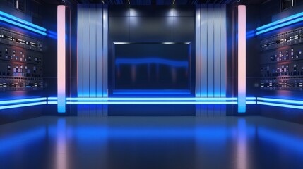 Wall Mural - A stunning 3D virtual studio with the perfect background for TV shows and news slides