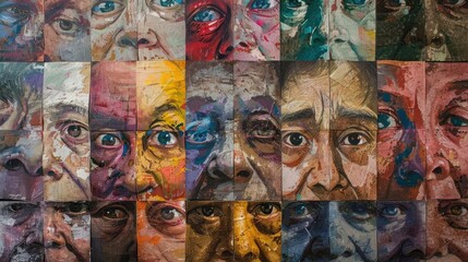 Poster - A tapestry of diverse facial expressions, from the warmth of a smile to the intensity of a gaze, each revealing a glimpse into the inner world of the individual.
