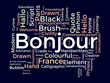 © Rana - Bonjour word cloud template. Greeting concept vector background.