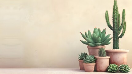 Wall Mural - set of colorful cactus plants in colored pots. Exotic and Tropical Plants - Cacti for design isolated on white background. Hand drawn succulent realistic illustrations for design. Ai generated 