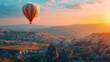 A hot air balloon ascends majestically, each rise in altitude symbolizing a companys growth, its potential expanding as it breaks through the boundaries of its comfort zone