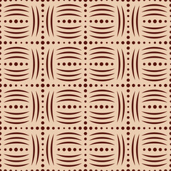 Poster - Bright seamless pattern with geometric ornament in brown traditional colors. Colorful abstract background. Ethnic and tribal motifs. Ornamental vivid wallpaper. Vector illustration
