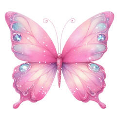 Wall Mural - Gilter Pink Butterfly Clipart Illustration