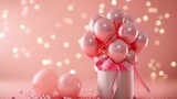 Fototapeta Perspektywa 3d - Gentle Elegance in Pink and Rose Gold Balloon Display