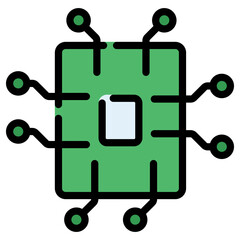 Fototapete - processor and chip vector icon filled line style. perfect use for logo, presentation, website, and more. modern icon design color outline style