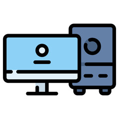 Fototapete - computer vector icon filled line style. perfect use for logo, presentation, website, and more. modern icon design color outline style
