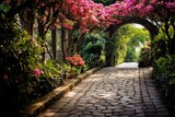 Fototapeta  - Pathway Perspective: Shoot the decor from the end of a garden pathway.