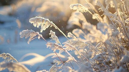 Canvas Print - Giraffes in Snow Covered with Frost