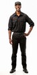 © LAYHONG - Full length portrait of an african american security guard standing on white background