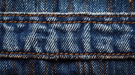 Close up of blue jeans background and texture with denim seam