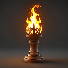 Sticker - Torch with flame on dark background. Vector illustration. Eps 10