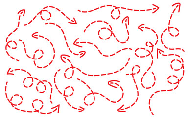 Poster - Hand drawn scribble red arrow set. Arrow mark icons. Doddle arrow set. Collection of hand drawn arrows. simple arrows isolated on white background. Texture design elements of scribble lines. 11:11