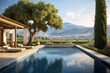 Swimming pool in a private luxurious villa. AI generated image.