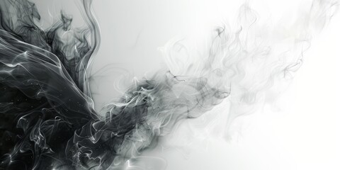 Wall Mural - A black and white image of smoke with a white background