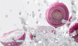Fototapeta Pokój dzieciecy - Onion banner with water drops, generated ai