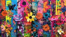 A Colorful Collage Of Flowers And Butterflies