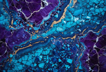 Poster - abstract background with multicolored pieces of marble in blue and purple tones