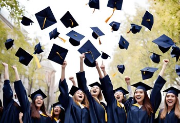 group of students in graduation cap