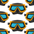 Silicone diving mask vector cartoon seamless pattern background.