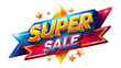 Inscription: super sale - 50% discount - transparent background - PNG file