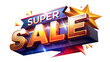 Inscription: super sale - 50% discount - transparent background - PNG file