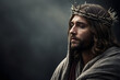 Jesus wearing a crown of thorns with an isolated background